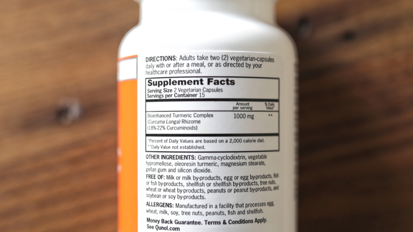 Qunol Turmeric Ingredient Label. Photo by WellnessVerge