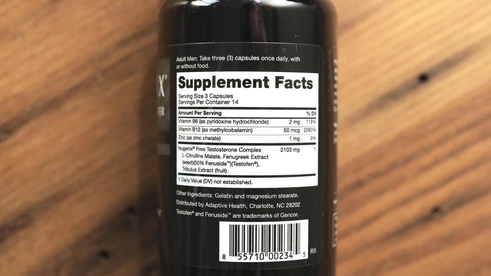 Nugenix ingredients label. Photo by WellnessVerge