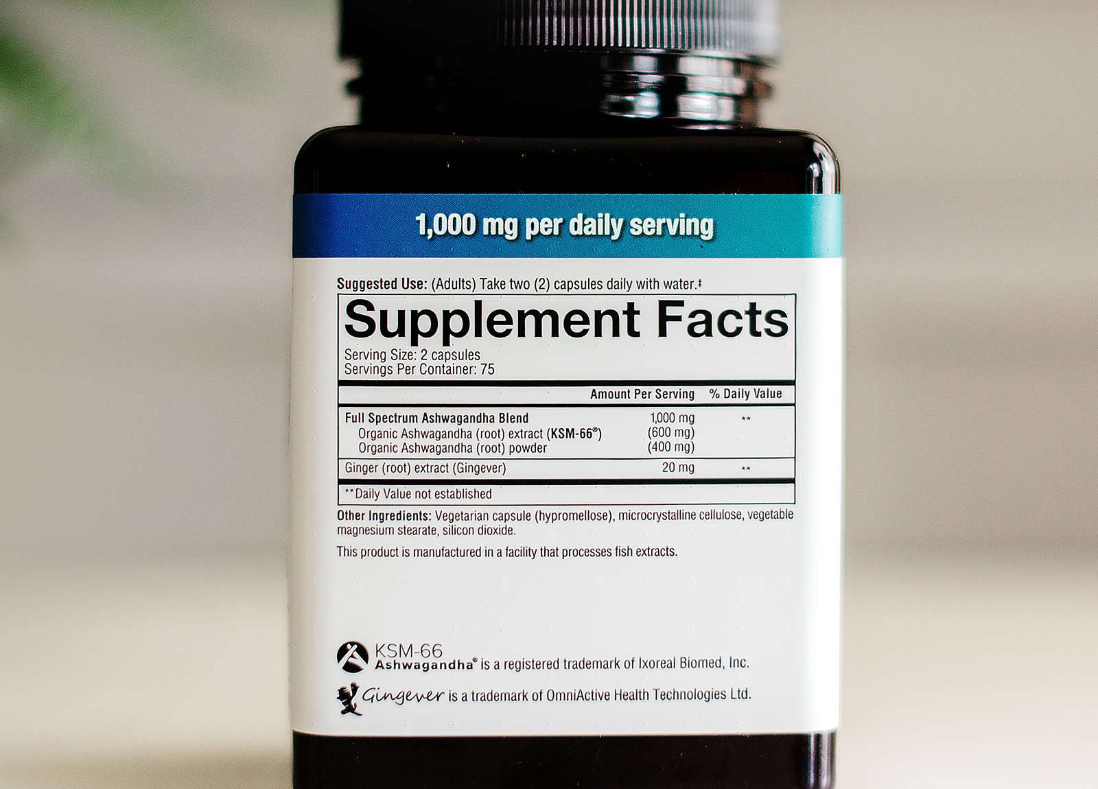 Youtheory Ashwagandha Supplement Facts